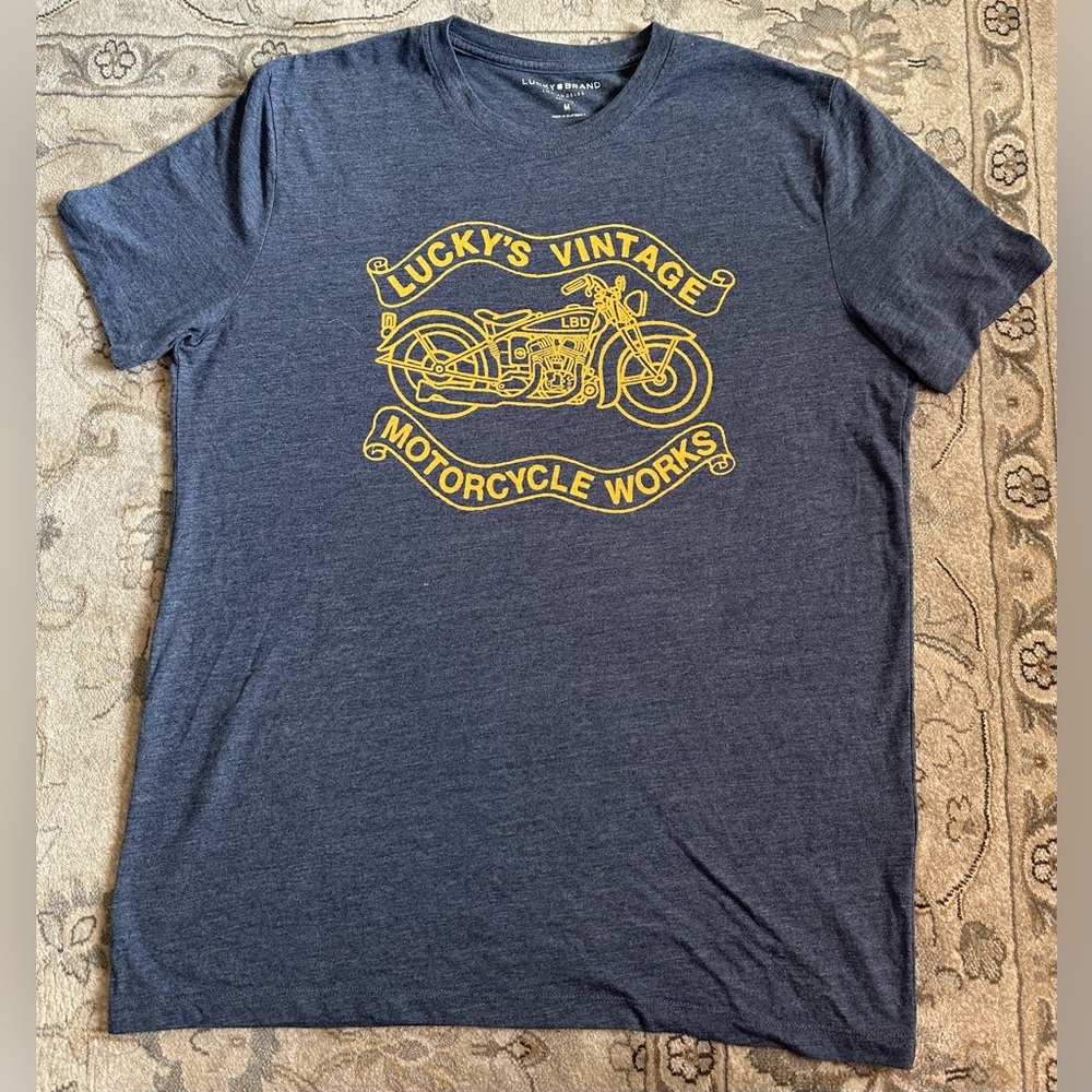 Lucky Brand Mens Vintage Motorcycle Works American Navy Medium 3535-6